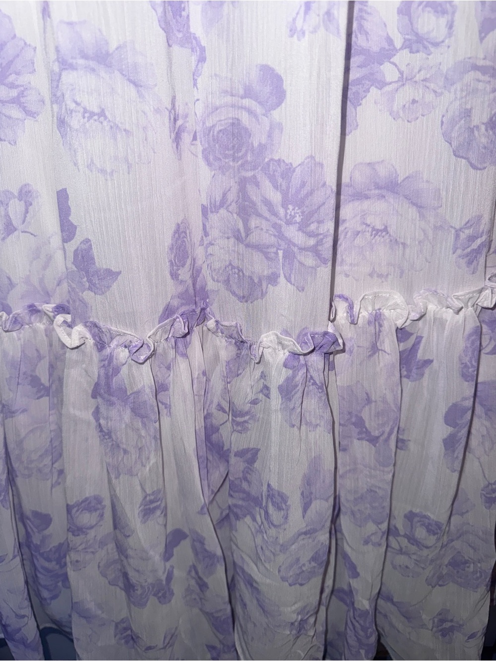 Francesca's Collections Margaret White Tulle Lilac Floral Maxi Dress - Picture 5 of 11